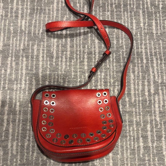 Frye Handbags - Frye Red Leather Crossbody Bag with Grommet Detail